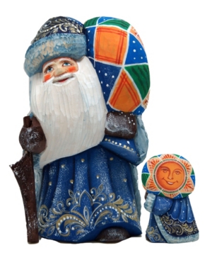 G.debrekht Woodcarved Hand Painted Sunshine Santa Figurine In Multi