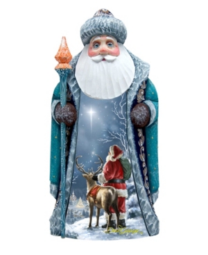G.debrekht Woodcarved Hand Painted Starry Night Santa By Donna Gelsinger Figurine In Multi