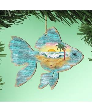 Designocracy Fish Wooden Ornaments, Set Of 2 In Multi