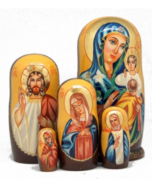 GDeBrekht Icon Wooden Stacking 5 Piece Russian Matryoshka Nested Dolls Set