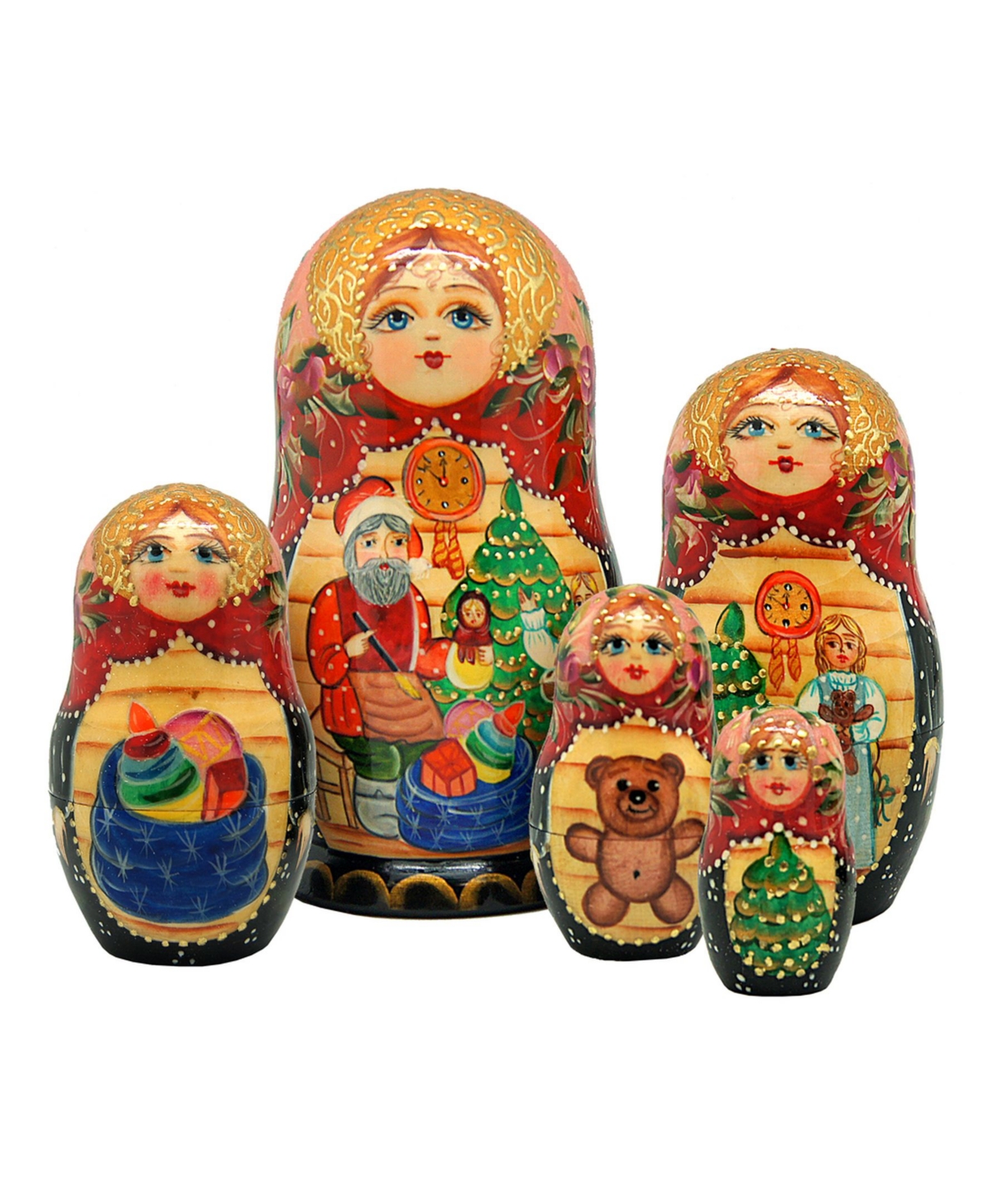 Night Before Christmas 5 Piece Russian Matryoshka Nested Doll - Multi