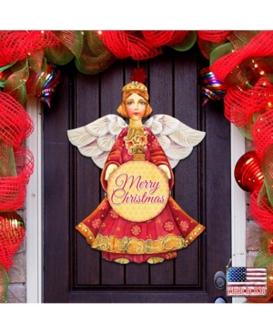 Designocracy 2019 Merry Christmas Angel Dated Wooden Indoor Outdoor Hanging Door Decoration In Multi