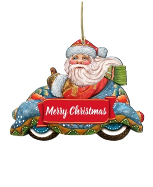Designocracy Merry Christmas Santa Wooden Christmas Ornament Set of 2
