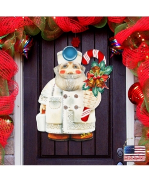 Designocracy Doctor Santa Christmas Door Hanger In Multi