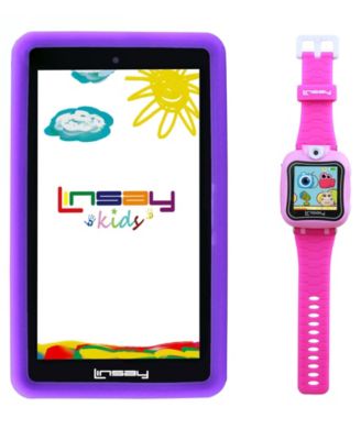 LINSAY - 7" Kids Funny Tablet Android 10 with 1.5 Kids Smart Watch Cam Selfie