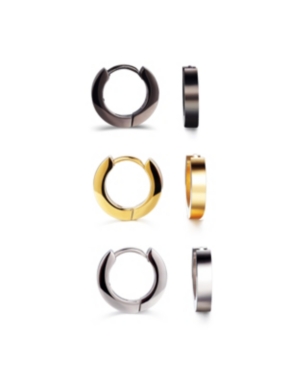 image of He Rocks Extra Small Tri-Tone Stainless Steel Hoop Earring Trio