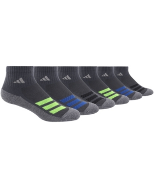 adidas Big Boys Cushioned Angle Stripe Quarter Sock Pack of 6