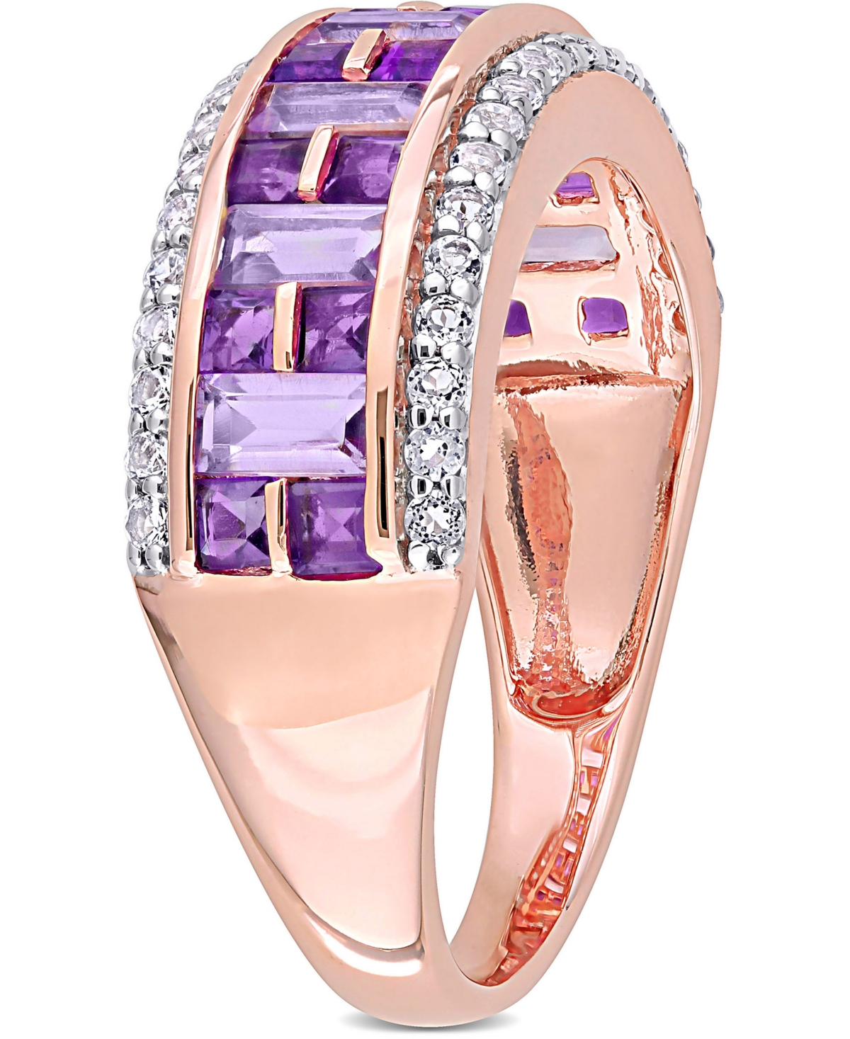 (1-5/8 ct. t.w.) & White Topaz (2/5 ct. t.w.) Band in 10k Rose Gold - Amethyst
