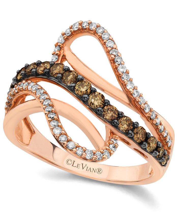 Le Vian - Chocolate and White Diamond Wave Ring (5/8 ct. t.w.) in 14k Rose Gold