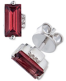Rhodolite Garnet (2 ct. t.w.) & White Topaz Accent Stud Earrings in Stering Silver (Also Available in Amethyst & Sky Blue Topaz)