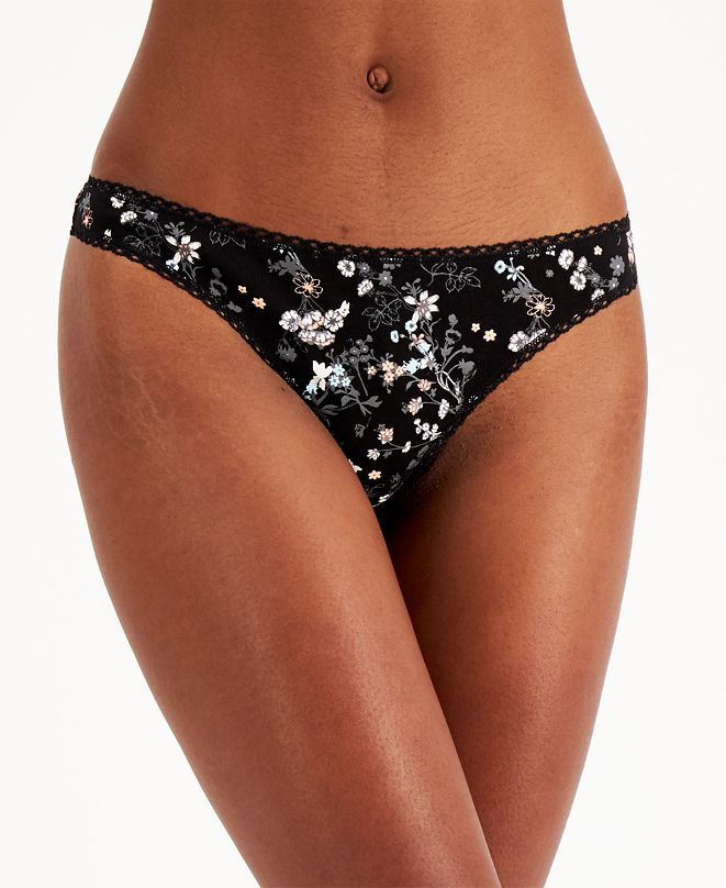 Charter Club Women's LaceTrim Pretty Cotton Thong, Created for Macy's & Reviews Bras, Panties
