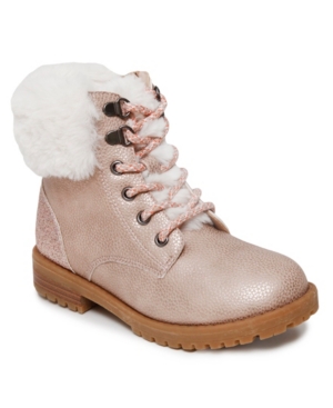 image of Sugar Little Girls Fur Cuff Combat Boot