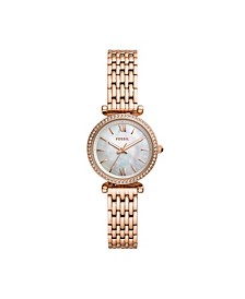 Carlie Mini Three-Hand Rose Gold-Tone Stainless Steel Watch 28mm