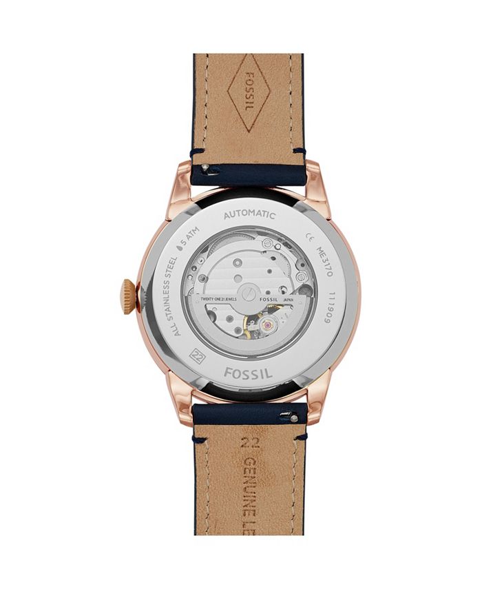 Fossil Townsman Automatic Navy Leather Watch 44mm Macy s