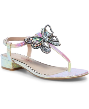 image of Betsey Johnson Aidann Embellished Flat Sandals Women-s Shoes
