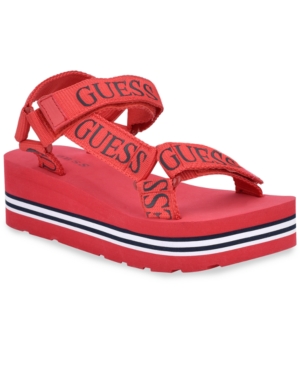 image of Guess Women-s Avin Strappy Platform Sandals Women-s Shoes