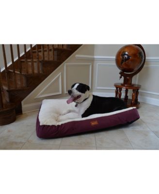 M02HJH/MB-L Large Pet Bed Mat With Poly Fill Cushion& Removable Cover, Ivory & Burgundy
