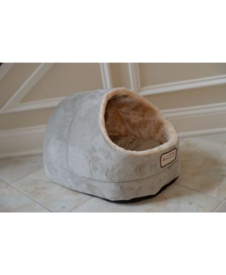 Faux Suede Cozy Enclosed Cave Cat Kitten Sleeping Bed, 18"(L) X 12.5"(W) X 11.5"(H), C18HHL/MH, Sage Green