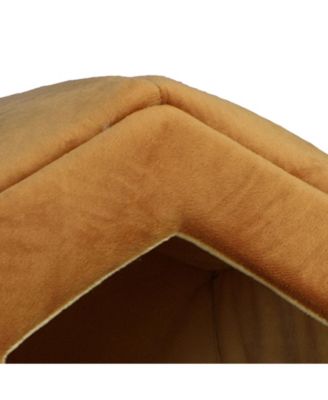 Small Indoor Cat house, Cat Beds With Mat, MachIne Washable, C27CZS/MH, Earth Brown and Beige