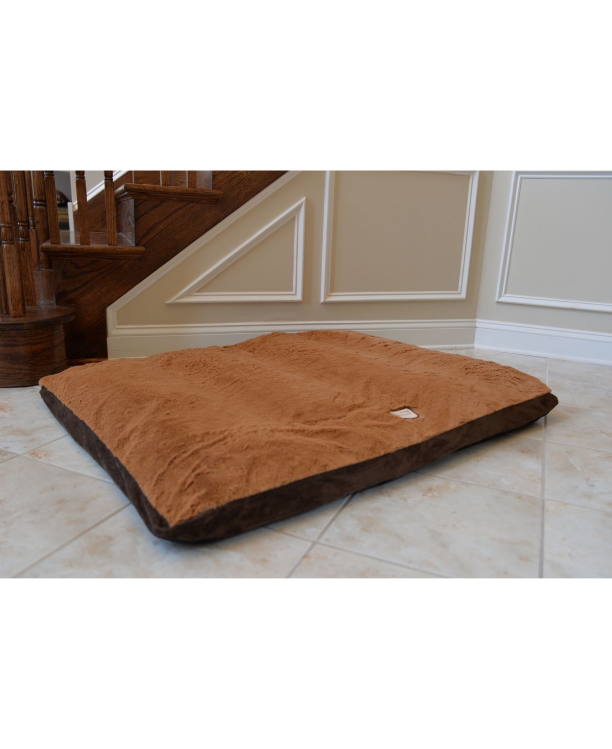 M05HKF/Zs-l Large Pet Bed Mat with Poly Fill Cushion in Earth Brown & Mocha - Waterproof Lining, Skid-Free Base, 6 Months Warranty - Earth br