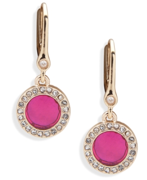 image of Dkny Gold-Tone Crystal Halo Drop Earrings