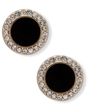 image of Dkny Gold-Tone Stone & Crystal Halo Stud Earrings