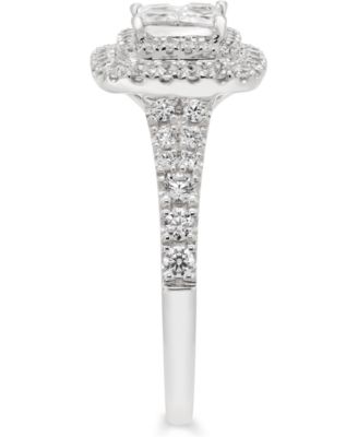 Diamond Princess Halo Engagement Ring (1 ct. t.w.) in 14k White Gold