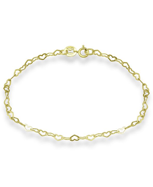 Giani Bernini 18K Gold over Sterling Silver Heart Chain Ankle Bracelet, also available in