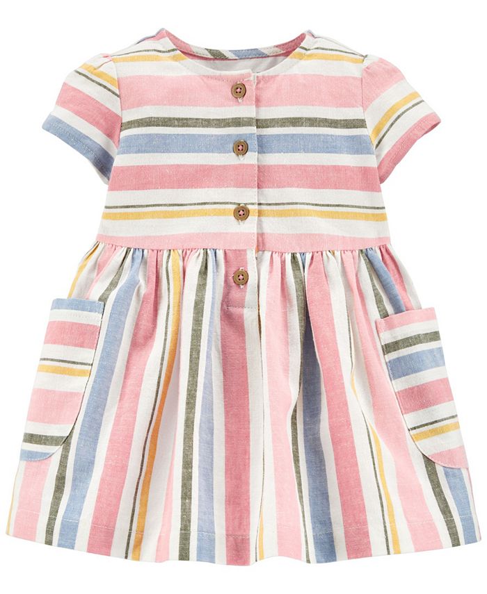 Carter's Baby Girl Striped Linen Dress - Macy's