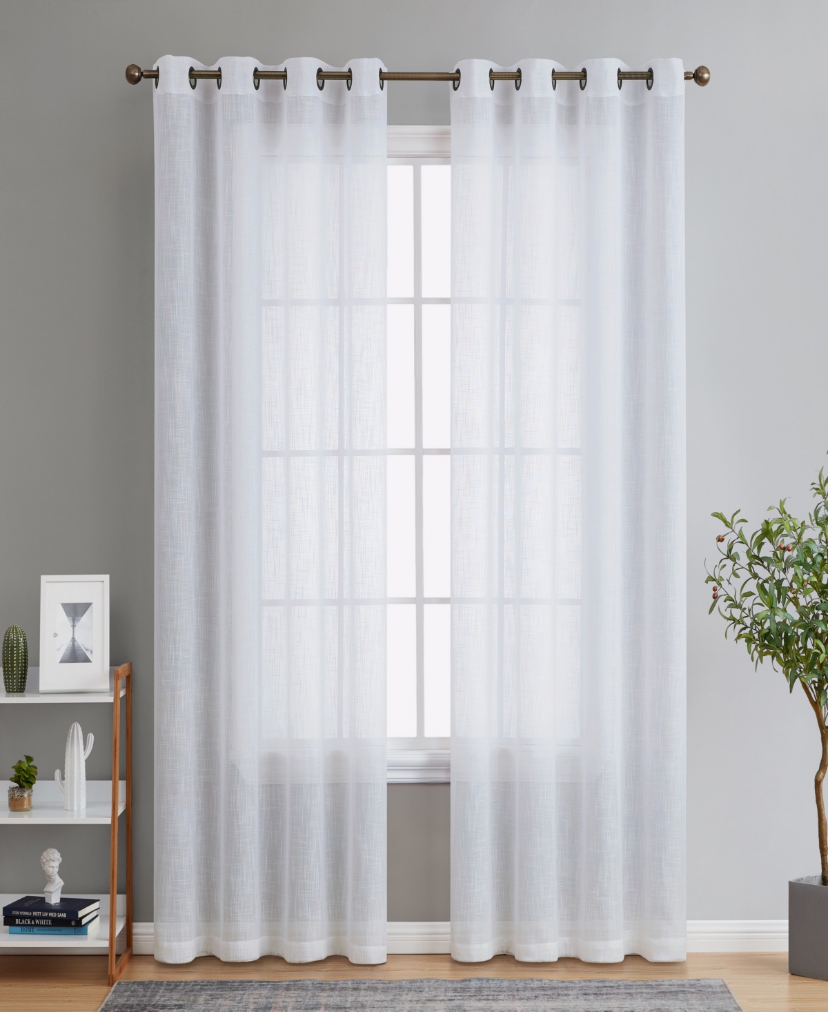 Totally Home Decor Claire Faux Linen Semi Sheer Grommet Panels - Set of 2