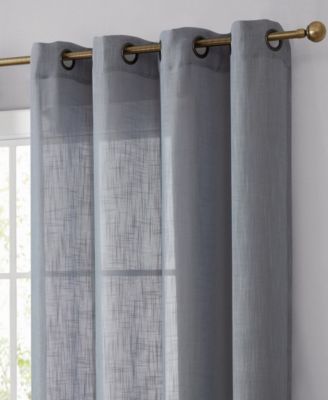 Abbey Faux Linen Textured Semi Sheer Privacy Sun Light Filtering Transparent Window Grommet Long Thick Curtains Drapery Panels for Bedroom & Living Room, 2 Panels