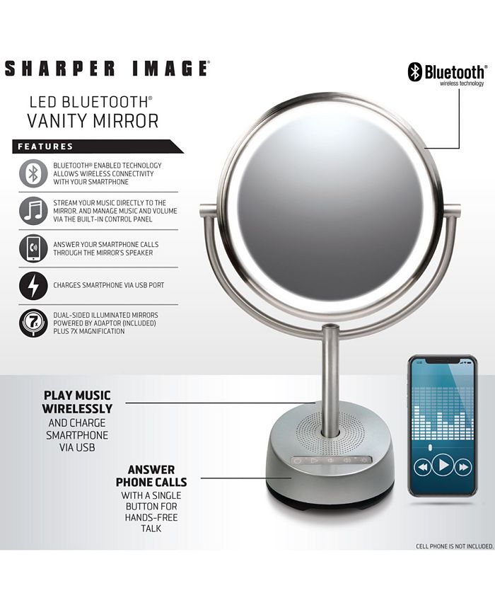 Sharper Image Vanity Mirror Round LED 9" with Bluetooth Speaker Macy's