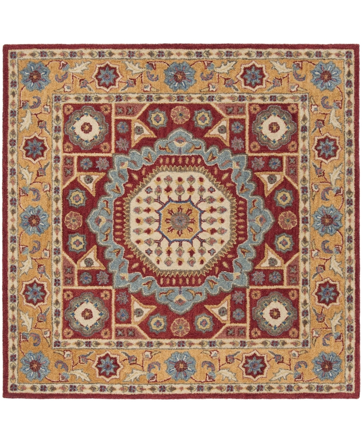 Safavieh Antiquity At501 Red and Orange 6' x 6' Square Area Rug - Red
