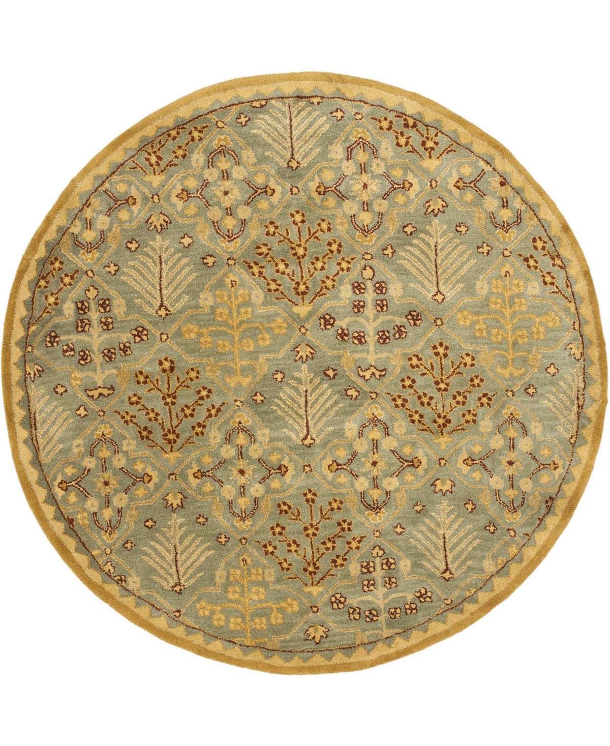 Safavieh Antiquity At613 Mist and Gold 6' x 6' Round Area Rug - Mist