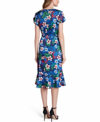 Tahari ASL Printed V-Neck Faux-Wrap Dress - Macy's