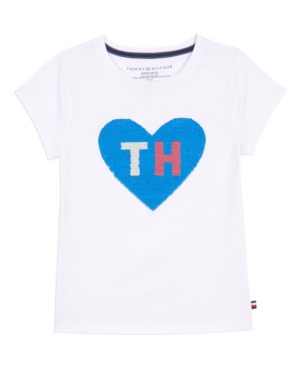 image of Tommy Hilfiger Big Girls Heart Flippable Sequin Tee