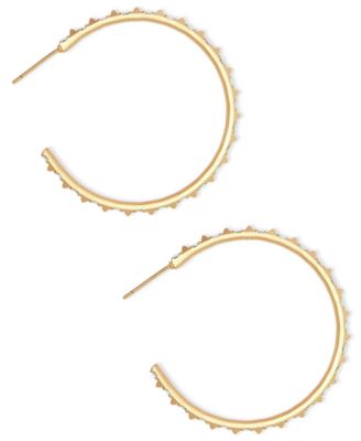 Medium Pav&eacute; C-Hoop Earrings, 1.7" 