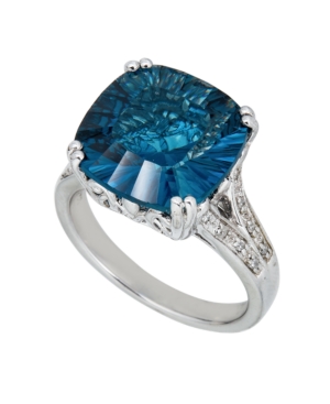 image of London Blue Topaz (9 ct. t.w.) & Diamond (1/10 ct. t.w.) Ring in Sterling Silver