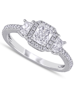 image of Diamond Radiant Three-Stone Engagement Ring (1 ct. t.w.) in 14k White Gold