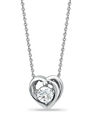 Giani Bernini Cubic Zirconia Heart Pendant Necklace In 18k Gold Over Sterling Silver, 16" + 2" Extender, Exclusive In Silver