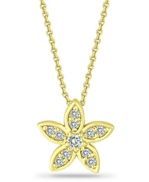 image of Giani Bernini Cubic Zirconia Star Flower Pendant Necklace in 18k Gold-Plated Sterling Silver, 16