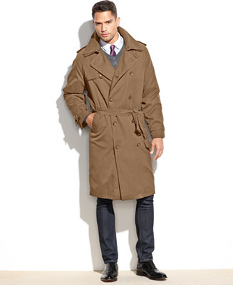 Iconic Belted Trench Raincoat, Mens London Fog Long Trench Coat