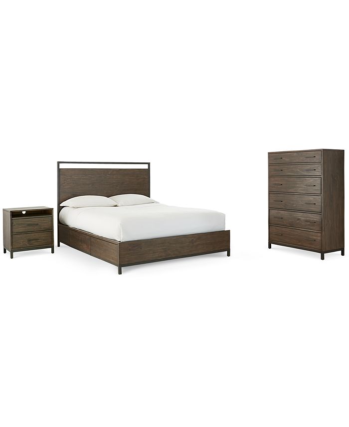Furniture - Gatlin 3-Pc. Brown Bedroom Set, (Queen Bed, Nightstand & Chest)