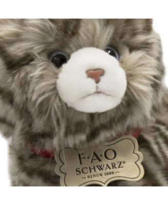 FAO Schwarz Toy Plush Realistic Tabby Cat