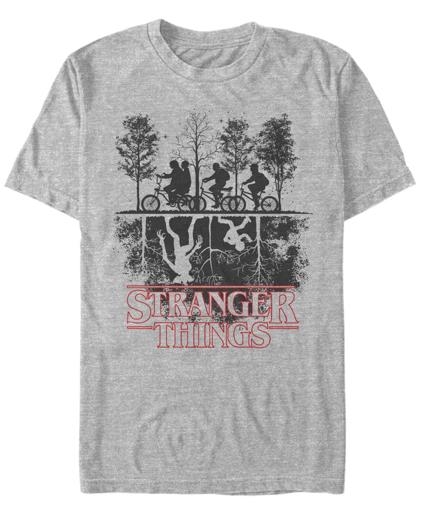 Мужская футболка Fifth Sun Stranger Things The Upside Down Silhouette Short Sleeve, цвет: Меланжевый серый — фото 1