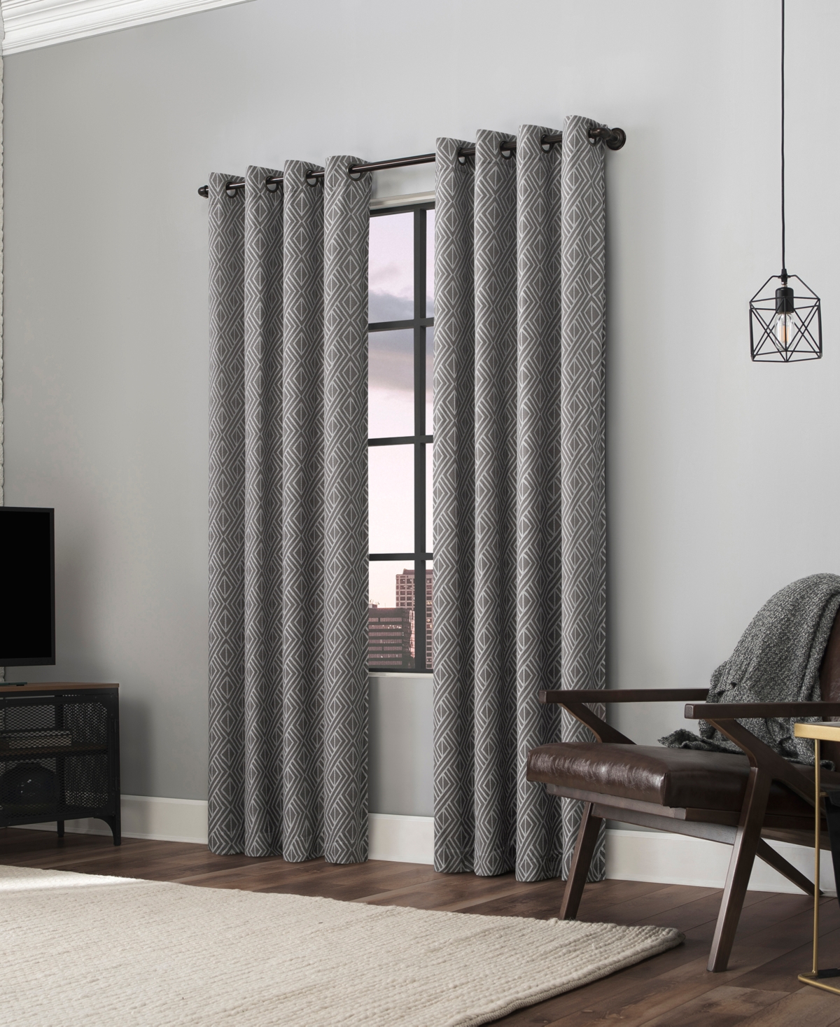 Scott Living Gresham Geometric 100% Blackout Grommet Curtain Panel, 96