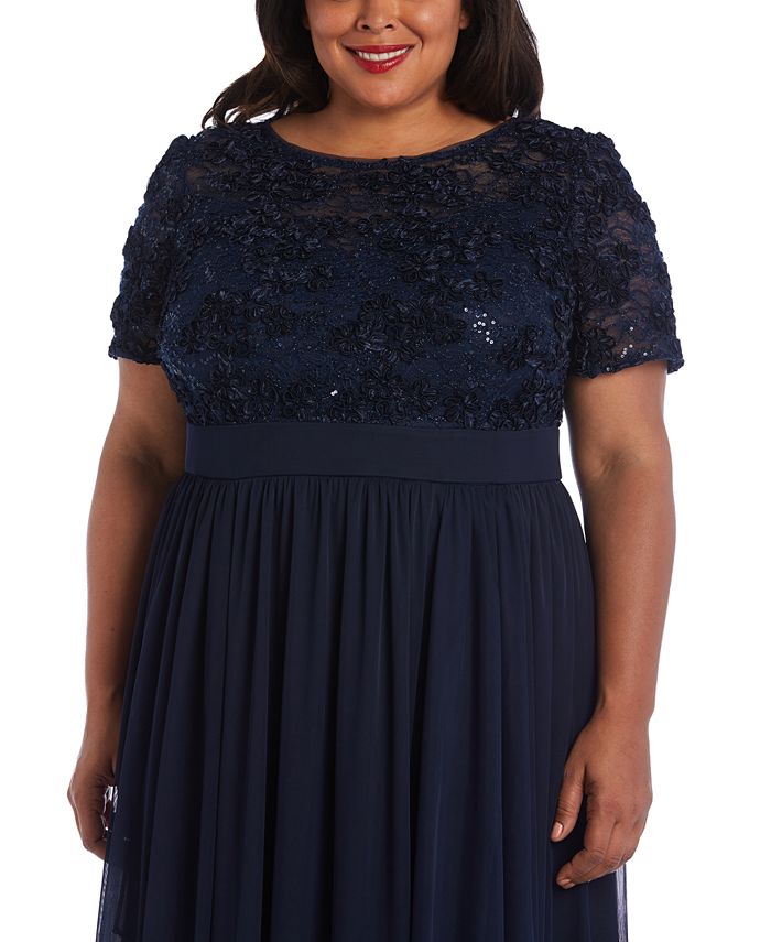r&m richards plus size sleeveless beaded gown
