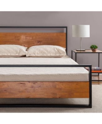 Zinus Suzanne Bamboo And Metal Platform Bed Frame With Footboard, Queen ...