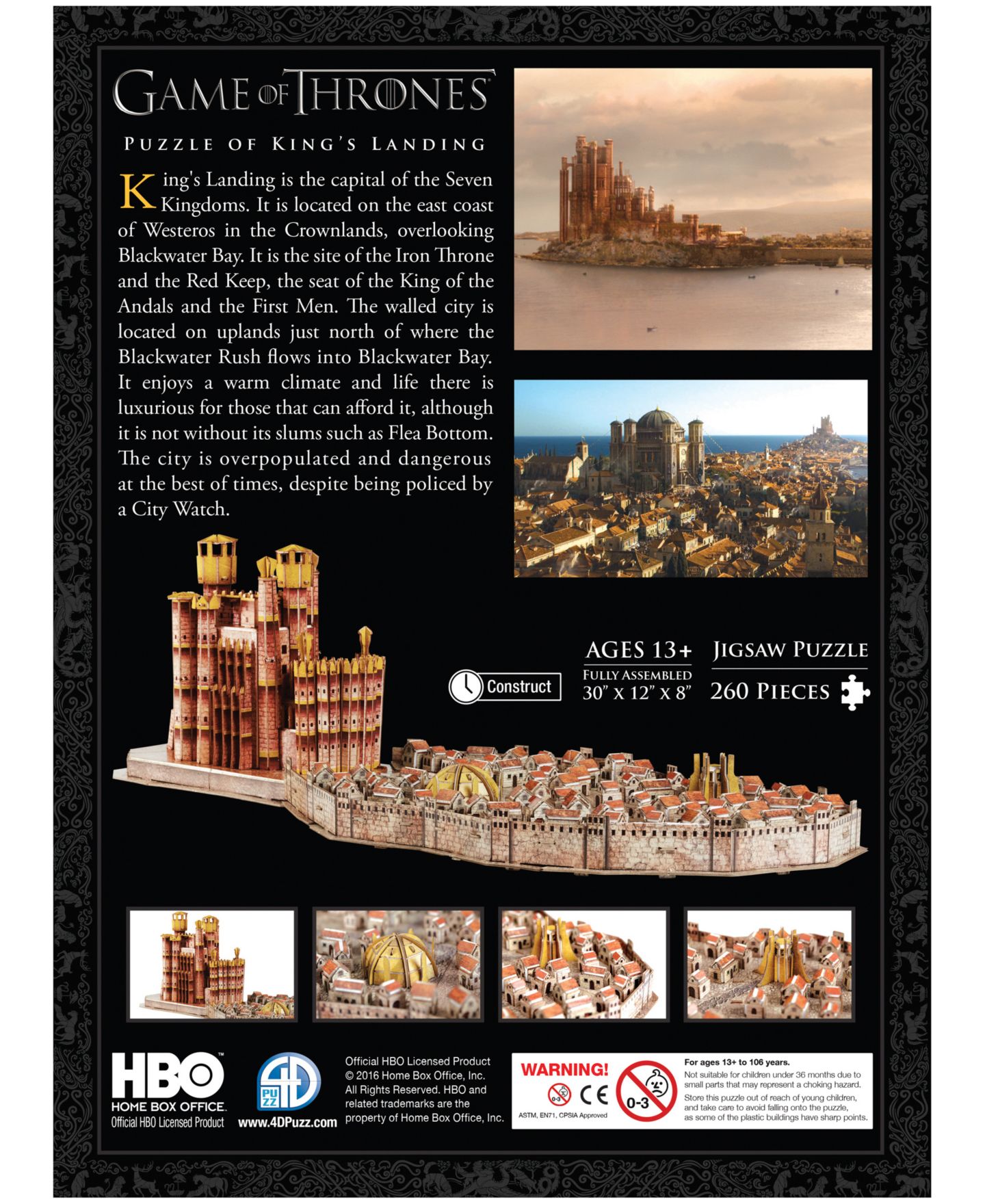 Детский пазл 4D Cityscape Game of Thrones King's Landing 260 Piece 3D Puzzle, Ages 13+ — фото 17