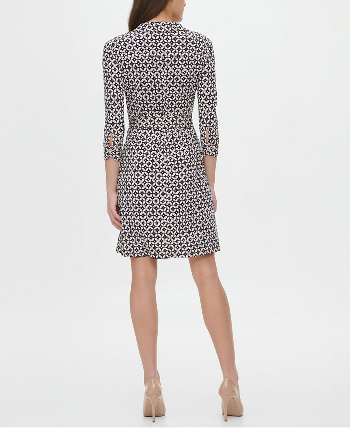 Tommy Hilfiger Printed Belted Dress - Macy's